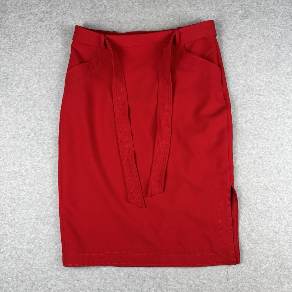 NWT Banana Republic Red Side Slit Belted Pencil Skirt Womens 10 Lined Career